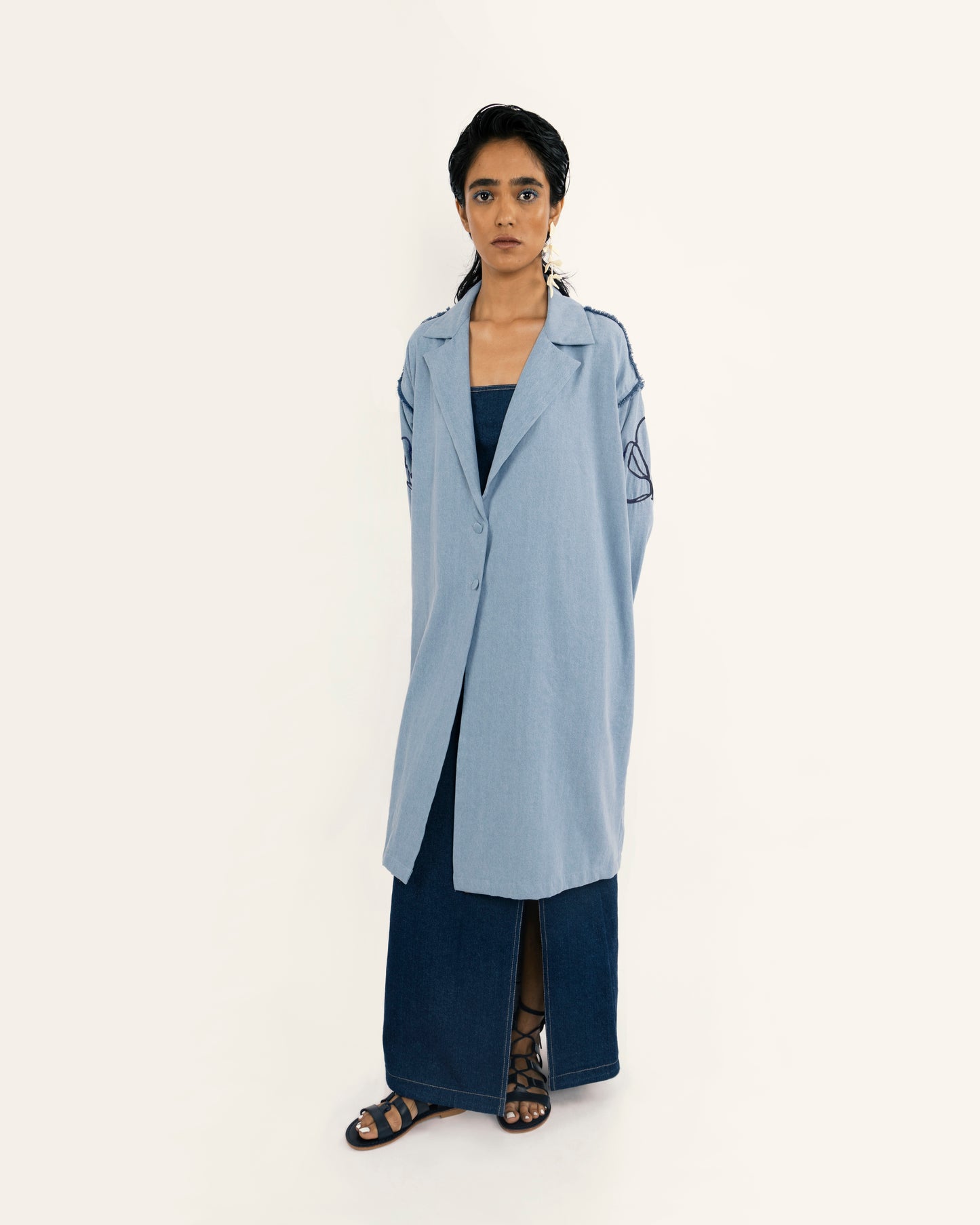 CONTRAST CORDING DUSTER