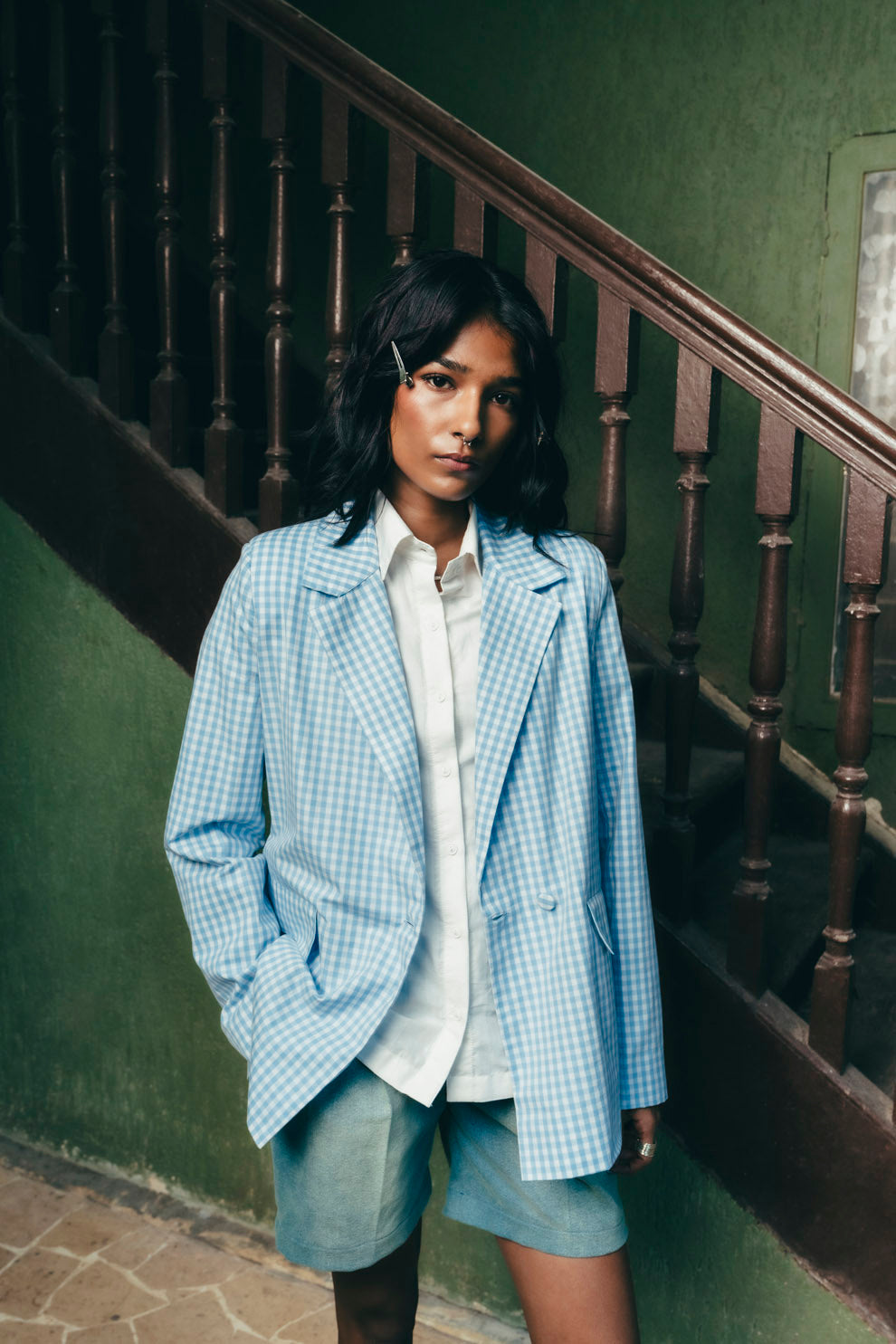 GINGHAM BLAZER JACKET