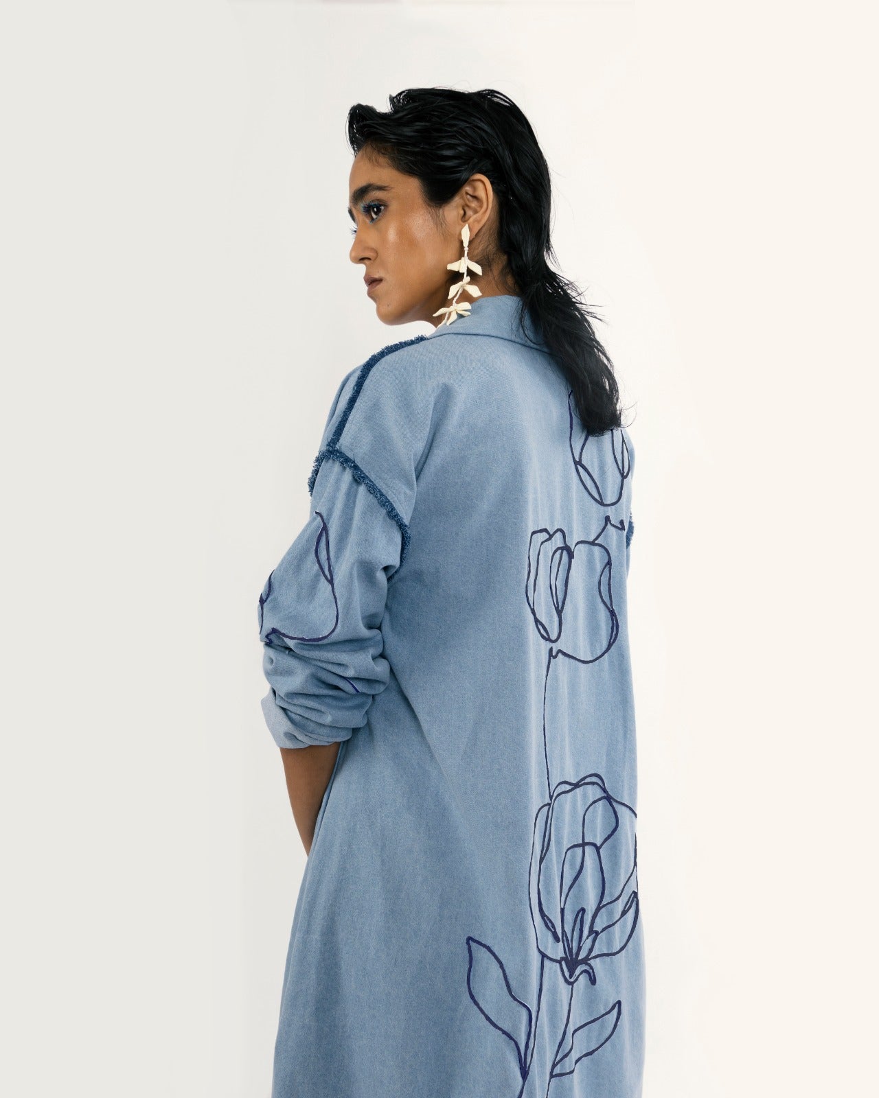 CONTRAST CORDING DUSTER
