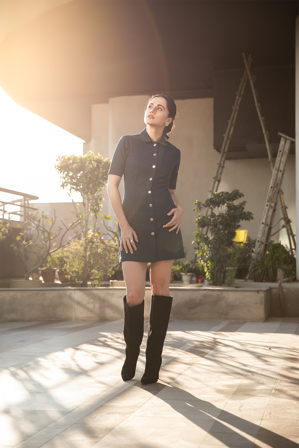 TAAPSEE PANNU IN THE BUTTON DOWN DRESS