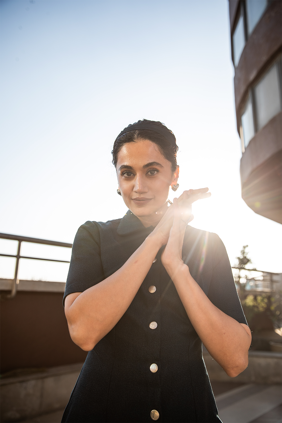 TAAPSEE PANNU IN THE BUTTON DOWN DRESS