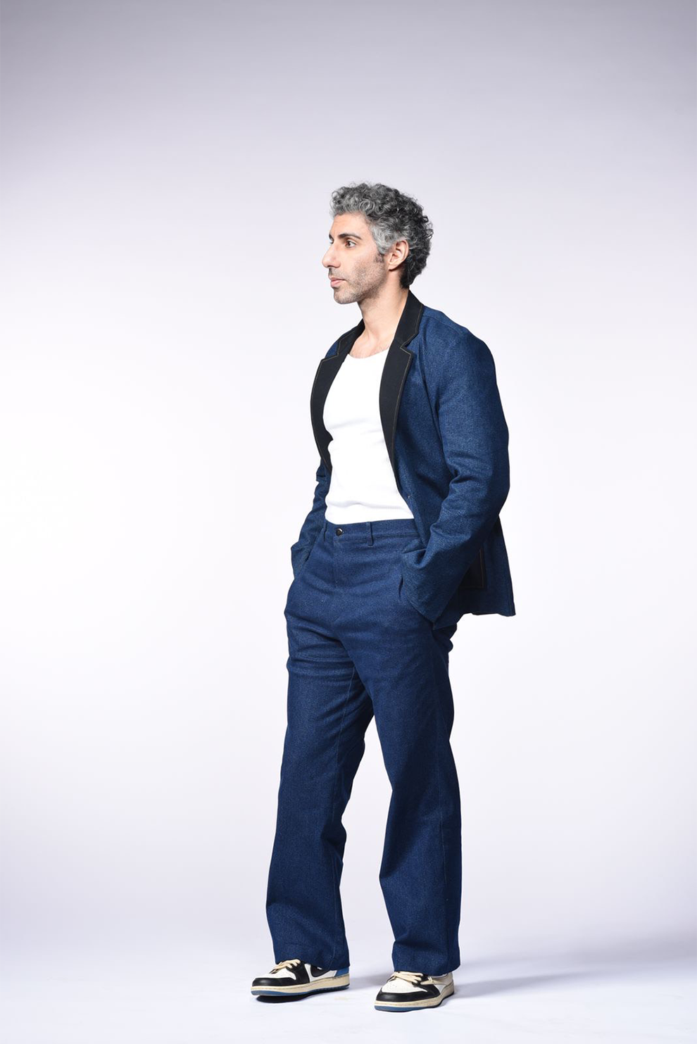 JIM SARBH IN BLACK CONTRAST JACKET SET