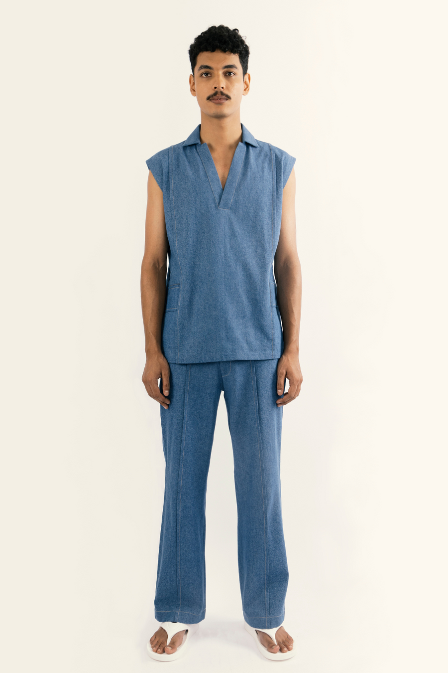 OPEN COLLAR VEST SET
